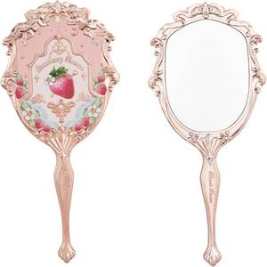lot 301660 image: Flower Knows Strawberry Rococo Hand Mirror,Vintage Portable Handheld Mirror,Fancy & Pretty Princess Mirror with Long Handle,Gift for Girls(Soft Pink)