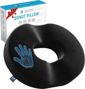 lot 401552 image: Donut Pillow for Tailbone Pain and Hemorrhoids, Tailbone Pain Relief Cushion, Memory Foam Donut Cushion Postpartum Pregnancy Surgery (Polyester Cover) Medium - Up to 240 Lbs