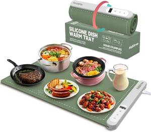 lot 401557 image: Food Warming Mat - Day Gifts & Kitchen Gadget, Electric Warming Tray with 6 Heat Settings,6 Timers,Graphene Rapid Heating, Portable & Rollable,Easy Clean-Food Warmers for Parties, Buffets & Daily Use