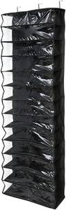 lot 401583 image: JEOZBM Hanging Shoe Organizer, 26 Pockets Folding Hanging Door Closet, Over The Door Shoe Organizer, Hanging Storage Shelf for Shoes, Sneakers(56CM-Black)