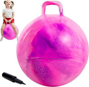 lot 401601 image: Upper Rider Hopper Ball for Kids 6-12, 20 Inch Bouncy Ball with Handle Pink