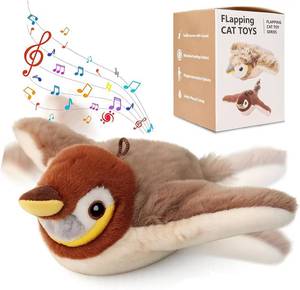 lot 401614 image: Interactive Chirping Bird Cat Toys with Flapping Wings,No Flying Birds Cats Toy, Flying Simulation Electric Sparrow Shaking Hunting Pet Toy for Indoor (Brown Upgrade)