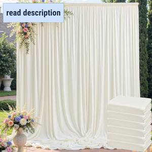 lot 101742 image: 30ft x 10ft Wrinkle Free Ivory Backdrop Curtain for Parties, 6 Panels 5x10ft Silky Polyester Ivory Wedding Backdrop Drapes Photo Back Drop Cloth for Birthday Baby Shower Photography Background