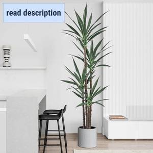 lot 401567 image: Retails for $140 Artificial Agave Plant 7FT with 60 Leaves & 4 Trunks & Elegant Black Pot Realistic Tall Large Fake Faux Modern Tree 82 Inch for Indoor Home Office Porch Mall School Decor Housewarming Gift