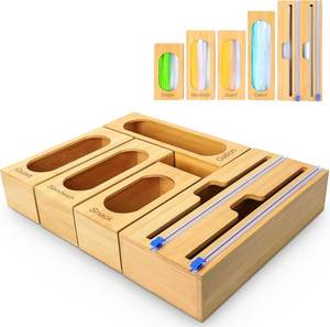 lot 111750 image: Storage Bag Organizer for Kitchen Drawer, 5-Slot, Bamboo