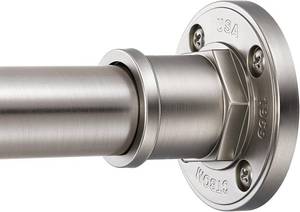 lot 111751 image: BRIOFOX Industrial Shower Curtain Rod - 2-in-1 Design Tension Curtain Rod - Never Rust Non-Slip 43 to 72 Inch 304 Stainless Steel, Brushed Nickel Window Curtain Rod