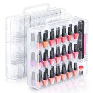 lot 111762 image: Beloving 2pcs Nail Polish Organizer, Portable 48 Bottles Clear Nail Polish Holder with Adjustable Divider, Gel Nail Polish Storage Double Side Nail Polish Organizer Case for Nail Tech