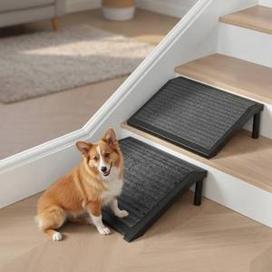 lot 111774 image: Dog Ramp for Stairs   Non-Slip Pet Steps with Locked-in Carpet & Iron Frame, Helps Senior Dogs & Small Breeds Climb Safely (2-Pack)