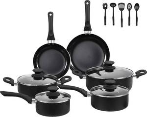 lot 211674 image: BECIGAR Black Ceramic Pots and Pans Set, 15PCS Nonstick Set Ceramic Cookware Set, Nonstick Pan Pots and Pans Set Non Stick Cookware set