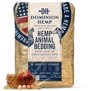 lot 211678 image: Dominion Hemp Premium Hemp Bedding for Chicken Coops in Bulk 285 Liters - USA-Grown & Processed - Ideal Nesting Material for Newly Hatched Chicks - Brooder Cover - Suitable for Pet Bedding, 1-Pack