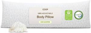 lot 211682 image: Coop Home Goods Original Adjustable Body Pillow, 20x54 Long Pillow for Back, Shoulder, Hip and Knee Support, Side Sleeper Body Pillows for Adults with Memory Foam & Washable Cover