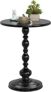 lot 211694 image: Simple Trending Small Side Table, Round Drink Table End Table, Sofa Table TV Tray Table, Pedestal Coffee Table for Living Room, Black