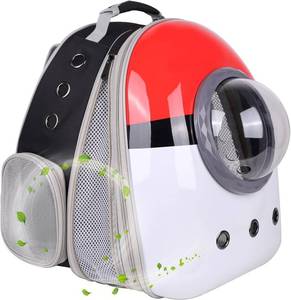 lot 211700 image: Large Cat Backpack Carrier, Front Extension with Space Capsule Bubble Window, Fit up to 18 Pounds (POKMON, Gen 1 - Clear Window)