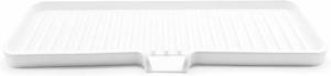 lot 211708 image: Silicone Soap Dish Tray and Sponge Holder with Drain Chute, Rectangular, Kitchen and Bathroom Sink Organizer (White, 12x4)