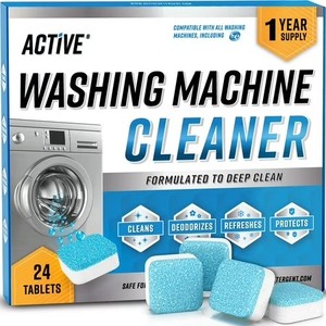 lot 211709 image: Washing Machine Cleaner Tablets - 24 Deep Cleaning Tabs Descale HE Front & Top Load Washer, 24 Pack