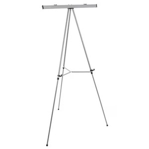 lot 311559 image: U.S. Art Supply 66 Classroom Silver Aluminum Flipchart Display Easel and Presentation Stand, Floor Tabletop, Hold 25 lb