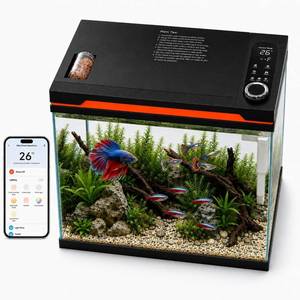 lot 311573 image: Retails for $169 5 Gallon Smart Fish Tank App Controlled Betta Aquarium with Auto Feeder