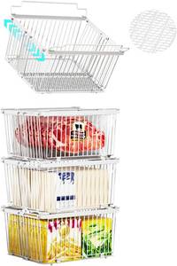 lot 311597 image: Large Freezer Organizer Bins for 5 to 9 Cu.Ft,4Pack , Leak-Proof Bottom