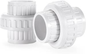 lot 311603 image: VYH 2 PVC Union Coupling Pipe Fitting,2 PVC Slip Union Schedule 40, PVC Adapter(Socket x Socket), built-in EPDM O-Ring, White  2 Pack