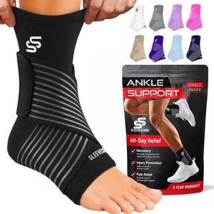 lot 311607 image: Sleeve Stars Ankle Brace for Sprained Ankle, Ankle Support for Women & Men, Single, Black, Medium