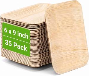 lot 411513 image: Cididu 35 Pack Disposable Wood Plates, 6x9 Inch Rectangle Trays