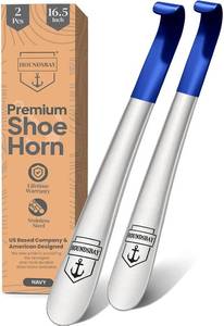 lot 411547 image: HOUNDSBAY Metal Shoe Horn Long Handle for Seniors, Heavy Duty Shoehorn