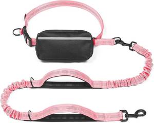 lot 411554 image: iYoShop Hands Free Dog Leash with Zipper Pouch, Large, 25-120 LB, Baby Pink