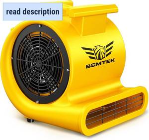 lot 111739 image: Retails for $260 Air Mover Blower Fan, Industrial 1.5HP MAX10000CFM Monster Floor Blower Carpet Dryers - 3 Speeds, 4 Adjustable Angles, 15FT Long Cord, Stackable, Yellow - 2026 Upgraded