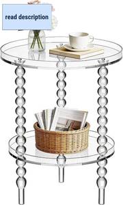 lot 111744 image: Retails for $129 Acrylic Side Table, Round End Table, Clear Bedside Table Nighstand for Living Room Bedroom (Clear, Small, Acrylic)