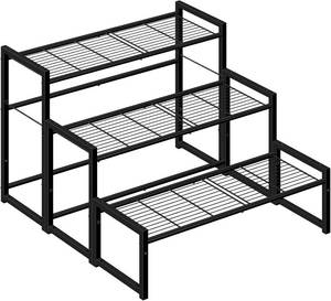 lot 171442 image: Simple Trending 3 Tier Metal Plant Stand Outdoor Indoor Waterproof, Stackable Heavy Duty Tall Plant Shelf Flower Pot Holder for Garden, Display Rack, Black