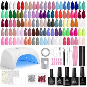 lot 171443 image: Beetles Gel Nail Polish Kit with U V Light - 80Pcs 55 Colors Gel Nail Kit