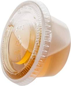 lot 171460 image: TashiBox 200 Sets - 2 Ounce Disposable Plastic Jello Shot Cups with Lids, Souffle Portion Container