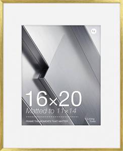 lot 171465 image: 16x20 Picture Frame with Tempered Glass,Brush Gold Metal Frame