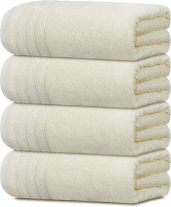 lot 171470 image: Tens Towels 4 Piece Extra Large Bath Towels 30 x 60 Inches, Cream