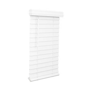 lot 171490 image: Lotus & Windoware Cordless 2-12 inch Faux Wood Room Darkening Horizontal Blind, 23 W x 48 L, Bright White, Smooth