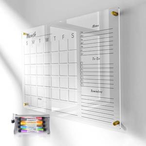 lot 271495 image: 28x20 Clear Acrylic Wall Calendar with Dry Erase Surface, Large Monthly Planner Board, Includes Vibrant Markers, Eraser, Multi-Color Mounting Screws, & Easy Install Kit - Perfect for Home & Office