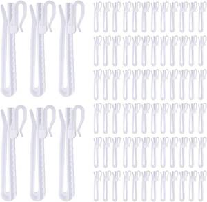 lot 271519 image: 80 Pcs Plastic Curtain Hooks, Adjustable Pinch Pleat Hooks, Ratchet System Pinch Pleat Curtain Hooks for Window Curtain, Door Curtain and Shower Curtain (90mm3.54inch)