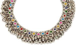 lot 271527 image: Indian Designer Silver Oxidized Ethnic Statement Traditional Ghungroo Beads Choker Necklace Jewelry Multi