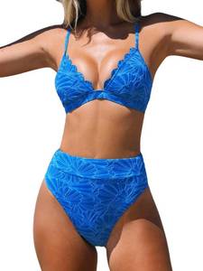 lot 271530 image: CUPSHE Bikini Set for Women High Waisted Scalloped Two Piece Swimsuit