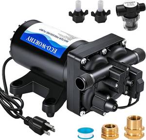 lot 371440 image: ECO-WORTHY 110V AC Fresh Transfer Diaphragm Water Pump On Demand 5.5GPM 70PSI High Pressure Water Booster Pump 110 Volt with Pressure Switch for Irrigation Garden Hose Sprinkler Home RV