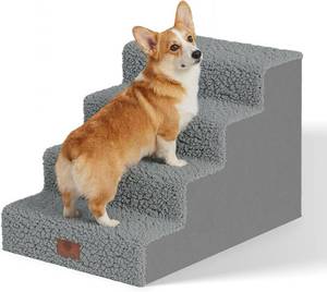 lot 371446 image: AKC 4-Step Pet Stairs for Small Dogs & Cats, 16 in High, Removable Cover
