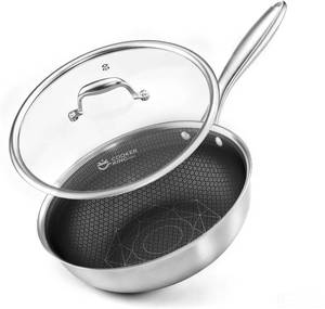 lot 371447 image: COOKER KING 11 Hybrid Wok Pan with Lid, Nonstick Deep Skillet for Stir-Fry