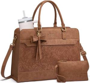 lot 371457 image: LOVEVOOK Laptop Tote Bag for Women,Leather Work Bag, Waterproof Business Teacher Bag,Large Computer Handbag Purse Briefcase,Office Gifts for Women