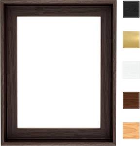 lot 371458 image: Canvas Floater Frame for Finished Canvas Art, 1.25 Deep Floating Shadow Gap Design, Floating Frame for Canvas Art, Modern Gallery Style Wall Decor, Hardware Included (Dark Brown, 12x18)