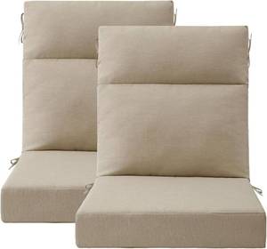 lot 371463 image: Retails for $115 Unimatta Outdoor High Back Chair Cushion Seat Pads, 44 x 21 Inch Water-Repellent & Fade-Resistant Patio Furniture Cushions with Ties for Adirondack, Rocking Chairs, Tan