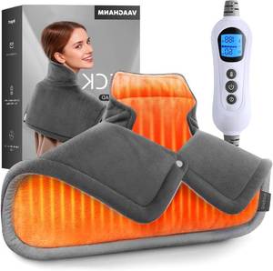 lot 371468 image: VAAGHANM Heating Pad Electric Heat Pad for Neck & Shoulders & Back - Weighted Instant Heating Pads-6 Heat Options & 6 Auto Timer Mode- Gifts for Mom Women-Grey