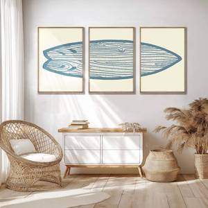 lot 371478 image: AntExpanse Surfboard Wall Decor 3 Pieces Surfboard Canvas Painting Prints Art Poster, Sea and Surf Pictures for Beach House, Living Room, Bedroom Decor with Wooden Inner Frame (25x40cmx310x16inchx3)