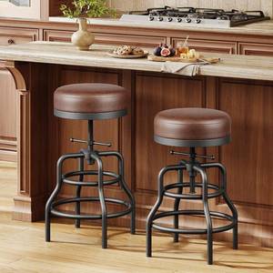 lot 371489 image: Retails for $160 Raynesys 22-29 Inch Adjustable Height Industrial Swivel Bar Stools Set of 2