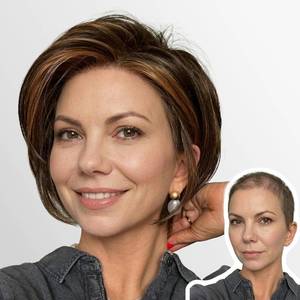 lot 371495 image: WIGYY Brown Mono Top Bob Wig for White Women   10 Inch Short Straight Synthetic Wig, Lace Front Natural Hairline Wig, Glueless Lightweight Wig for Daily Wear