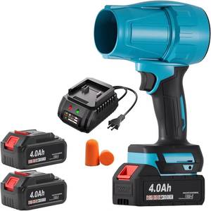 lot 471579 image: Leaf Blower Cordless with 2 Battery,2 X 4.0Ah,Portable Brushless Motor Electric Leaf Blower for Lawn Care,Dust Cleaner Handheld Blowers for Patio,Blowing Leaves(Blue)